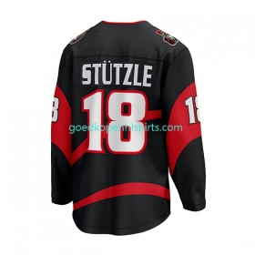 Ottawa Senators Stutzle 18 Adidas 2022-2023 Reverse Retro Zwart Authentic Shirt - Mannen